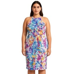 New Look Women's Strappy Tie Dye Mid‎ Length Dress Sz XL Multicolor Summer